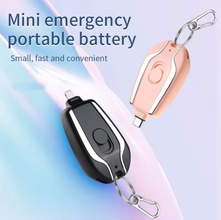 Ultra-Compact 2000 mAh Keychain Emergency Charger With Type-C Fast Charging